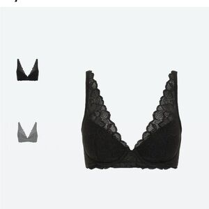 Gemsli Black Lace V-Neck Bra